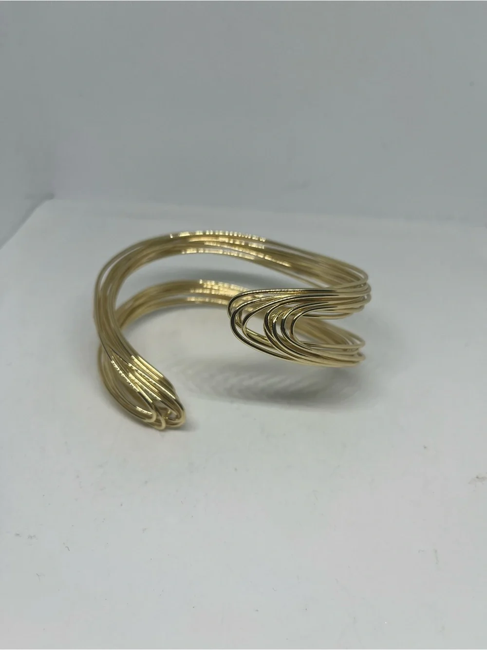 Gold-Tone Multi Wire Cuff Bracelet - Modern Spiral Design